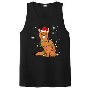 Somali Cat Christmas Lights Christmas Cat Santa Hat PosiCharge Competitor Tank