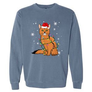 Somali Cat Christmas Lights Christmas Cat Santa Hat Garment-Dyed Sweatshirt