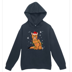 Somali Cat Christmas Lights Christmas Cat Santa Hat Urban Pullover Hoodie