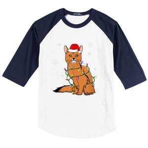 Somali Cat Christmas Lights Christmas Cat Santa Hat Baseball Sleeve Shirt