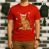 Somali Cat Christmas Lights Christmas Cat Santa Hat T-Shirt