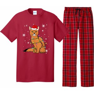 Somali Cat Christmas Lights Christmas Cat Santa Hat Pajama Set