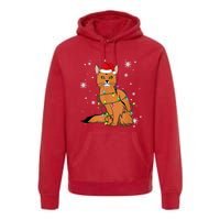 Somali Cat Christmas Lights Christmas Cat Santa Hat Premium Hoodie