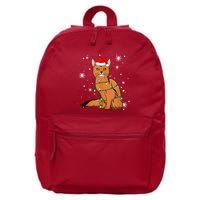Somali Cat Christmas Lights Christmas Cat Santa Hat 16 in Basic Backpack
