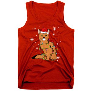 Somali Cat Christmas Lights Christmas Cat Santa Hat Tank Top