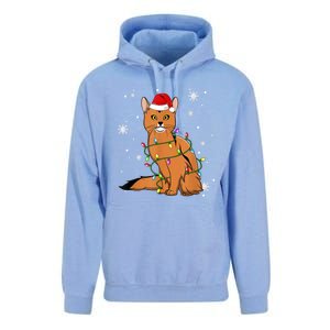 Somali Cat Christmas Lights Christmas Cat Santa Hat Unisex Surf Hoodie