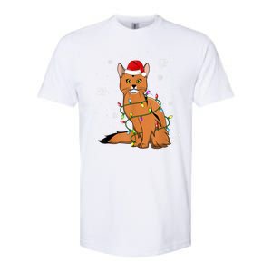 Somali Cat Christmas Lights Christmas Cat Santa Hat Softstyle CVC T-Shirt