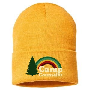 Summer Camp Counselor Staff Rainbow Pine Tree Sustainable Knit Beanie