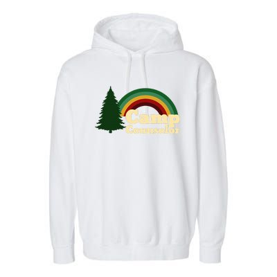 Summer Camp Counselor Staff Rainbow Pine Tree Garment-Dyed Fleece Hoodie