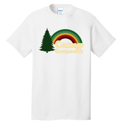 Summer Camp Counselor Staff Rainbow Pine Tree Tall T-Shirt