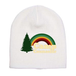 Summer Camp Counselor Staff Rainbow Pine Tree Short Acrylic Beanie