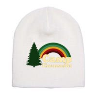 Summer Camp Counselor Staff Rainbow Pine Tree Short Acrylic Beanie