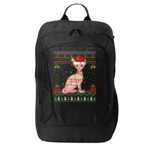 Sphynx Cat Christmas Lights Santa Ugly Xmas Meaningful Gift City Backpack