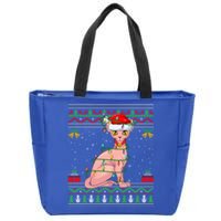 Sphynx Cat Christmas Lights Santa Ugly Xmas Meaningful Gift Zip Tote Bag