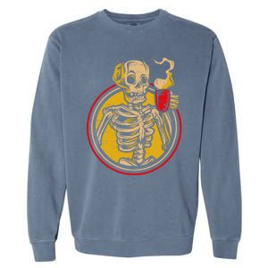 Skeleton Coffee Caffeine Halloween Day Spooky Trick Or Treat Gift Garment-Dyed Sweatshirt