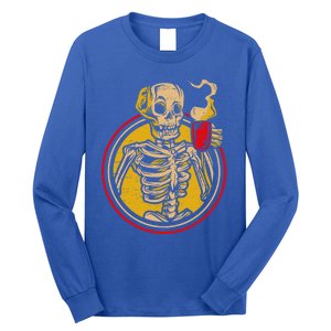 Skeleton Coffee Caffeine Halloween Day Spooky Trick Or Treat Gift Long Sleeve Shirt