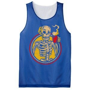 Skeleton Coffee Caffeine Halloween Day Spooky Trick Or Treat Gift Mesh Reversible Basketball Jersey Tank