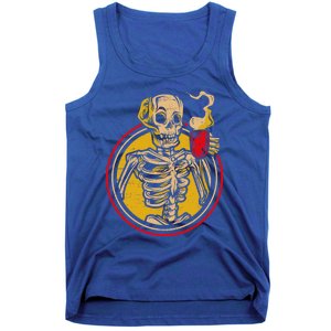 Skeleton Coffee Caffeine Halloween Day Spooky Trick Or Treat Gift Tank Top