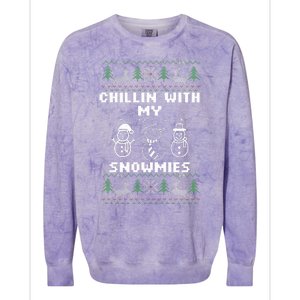 Snowman Christmas Chillin With My Snowmies Ugly Gift Family  Colorblast Crewneck Sweatshirt