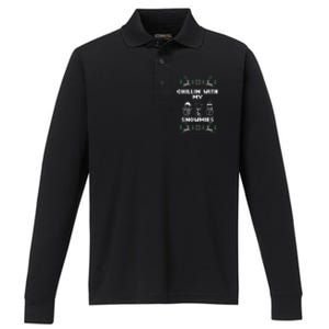 Snowman Christmas Chillin With My Snowmies Ugly Gift Family  Performance Long Sleeve Polo