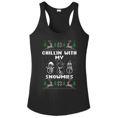 Snowman Christmas Chillin With My Snowmies Ugly Gift Family  Ladies PosiCharge Competitor Racerback Tank