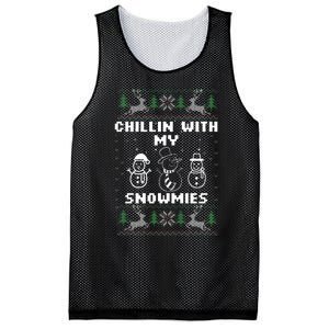 Snowman Christmas Chillin With My Snowmies Ugly Gift Family  Mesh Reversible Basketball Jersey Tank