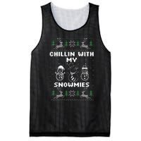 Snowman Christmas Chillin With My Snowmies Ugly Gift Family  Mesh Reversible Basketball Jersey Tank