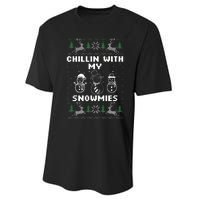 Snowman Christmas Chillin With My Snowmies Ugly Gift Family  Performance Sprint T-Shirt