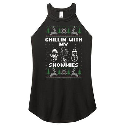 Snowman Christmas Chillin With My Snowmies Ugly Gift Family  Women’s Perfect Tri Rocker Tank