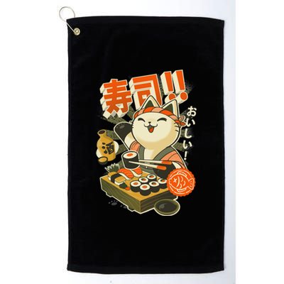 Sushi Chef Cat Funny Restaurant Kitty Japanese Food Platinum Collection Golf Towel