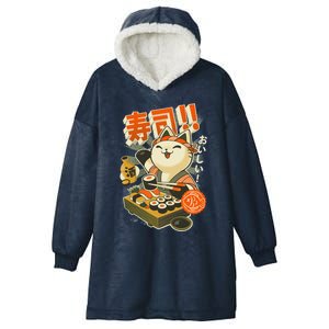 Sushi Chef Cat Funny Restaurant Kitty Japanese Food Hooded Wearable Blanket