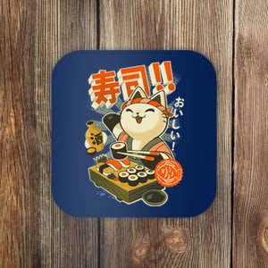 Sushi Chef Cat Funny Restaurant Kitty Japanese Food Coaster