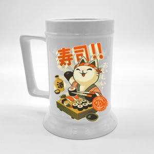 Sushi Chef Cat Funny Restaurant Kitty Japanese Food Beer Stein