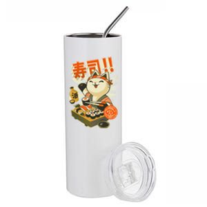 Sushi Chef Cat Funny Restaurant Kitty Japanese Food Stainless Steel Tumbler