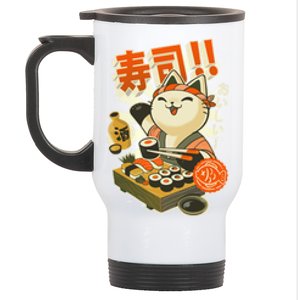 Sushi Chef Cat Funny Restaurant Kitty Japanese Food Stainless Steel Travel Mug