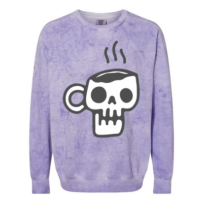 Skeleton Coffee Cup Halloween Skull Mug Gift Colorblast Crewneck Sweatshirt