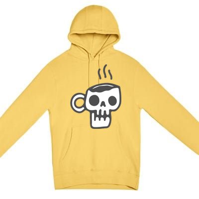 Skeleton Coffee Cup Halloween Skull Mug Gift Premium Pullover Hoodie