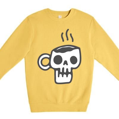 Skeleton Coffee Cup Halloween Skull Mug Gift Premium Crewneck Sweatshirt