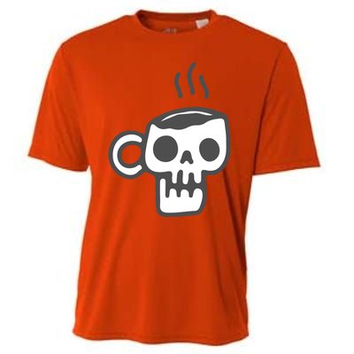 Skeleton Coffee Cup Halloween Skull Mug Gift Cooling Performance Crew T-Shirt