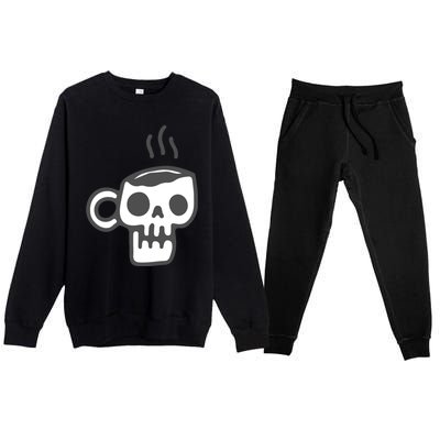 Skeleton Coffee Cup Halloween Skull Mug Gift Premium Crewneck Sweatsuit Set