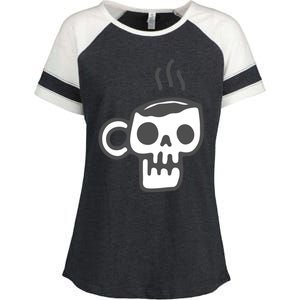 Skeleton Coffee Cup Halloween Skull Mug Gift Enza Ladies Jersey Colorblock Tee