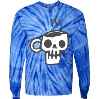 Skeleton Coffee Cup Halloween Skull Mug Gift Tie-Dye Long Sleeve Shirt