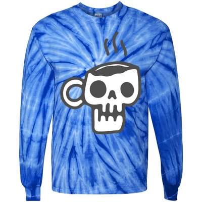 Skeleton Coffee Cup Halloween Skull Mug Gift Tie-Dye Long Sleeve Shirt