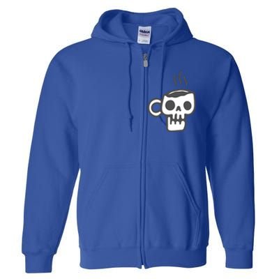 Skeleton Coffee Cup Halloween Skull Mug Gift Full Zip Hoodie