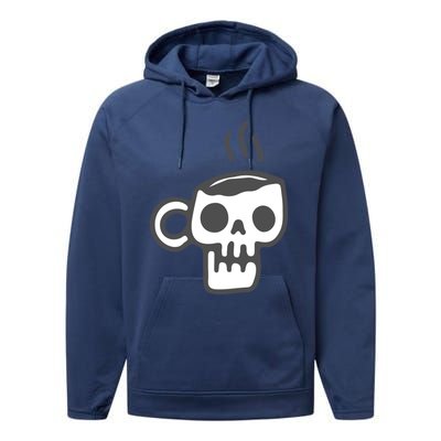 Skeleton Coffee Cup Halloween Skull Mug Gift Performance Fleece Hoodie