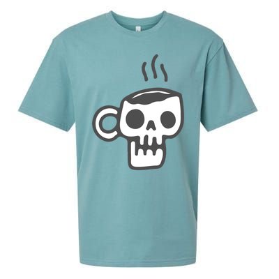 Skeleton Coffee Cup Halloween Skull Mug Gift Sueded Cloud Jersey T-Shirt