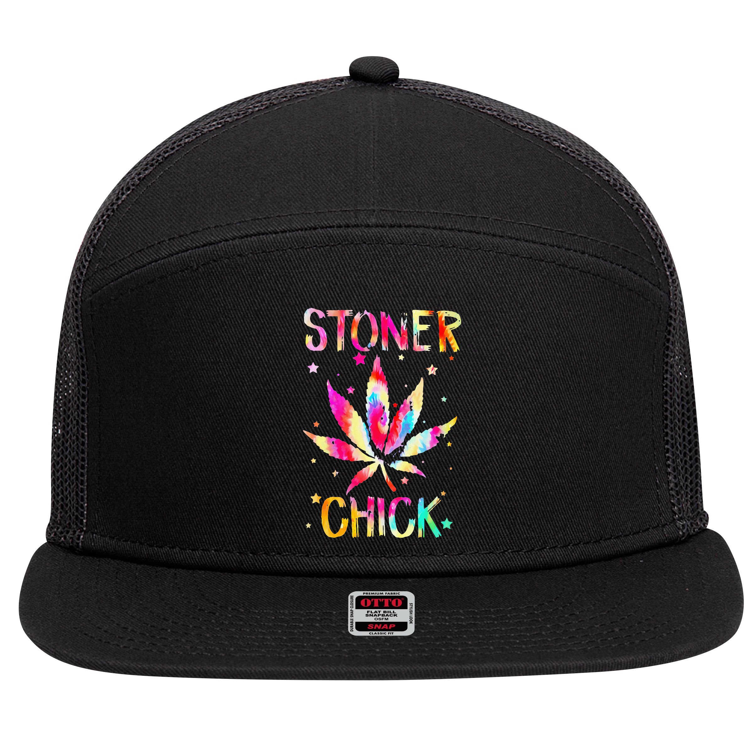 Stoner Chick Cannabis Stoner Marijuana Cannabis 7 Panel Mesh Trucker Snapback Hat