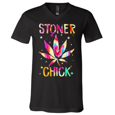 Stoner Chick Cannabis Stoner Marijuana Cannabis V-Neck T-Shirt