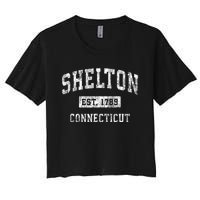 Shelton Connecticut Ct Vintage Established Sports Women's Crop Top Tee