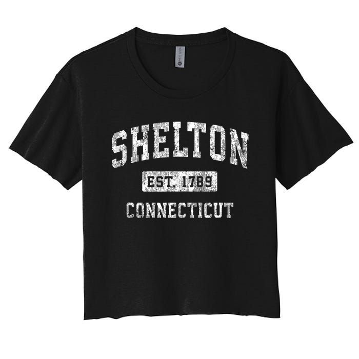 Shelton Connecticut Ct Vintage Established Sports Women's Crop Top Tee